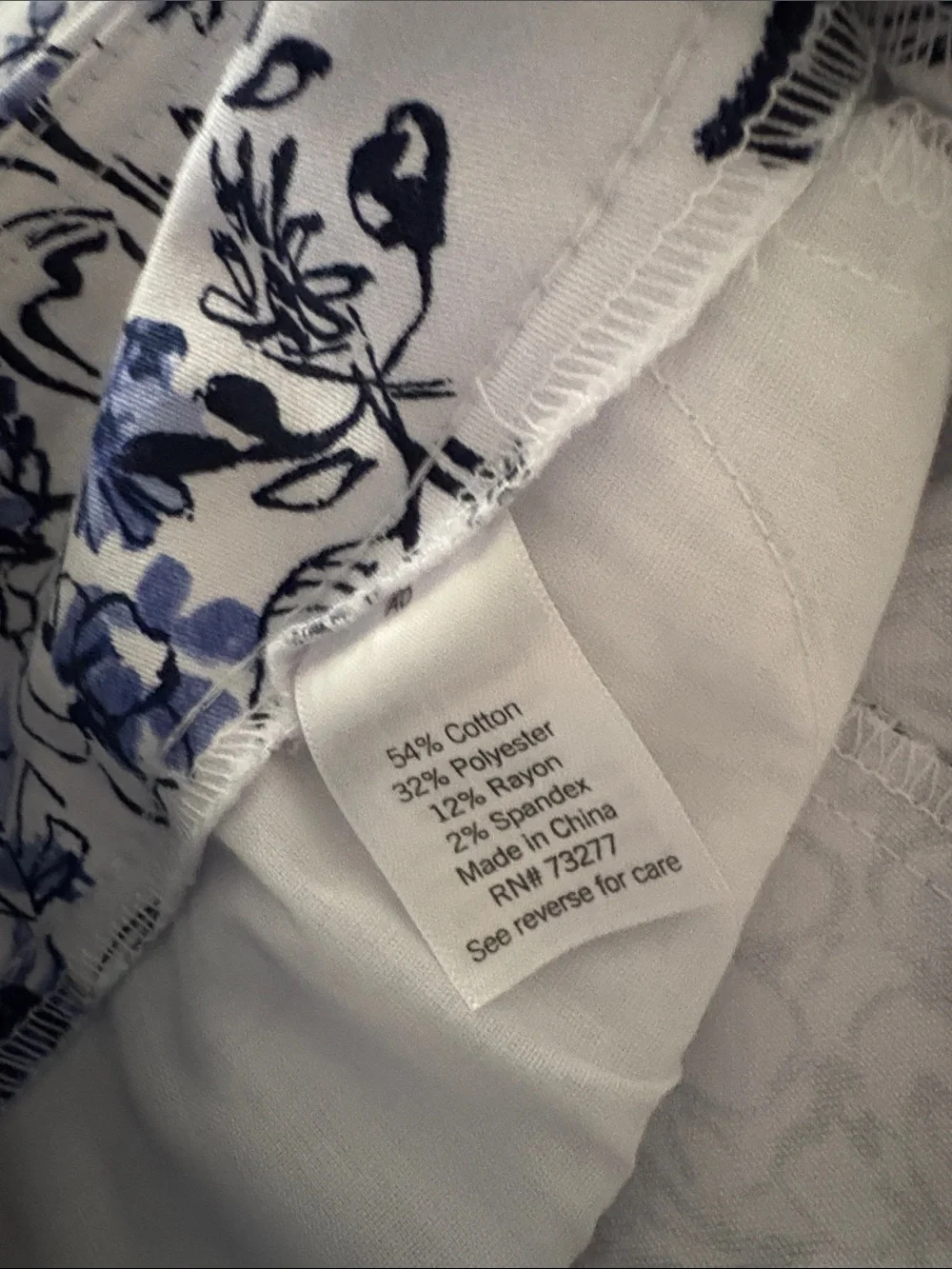 White & Blue Floral Women’s Jeans. Cropped capris